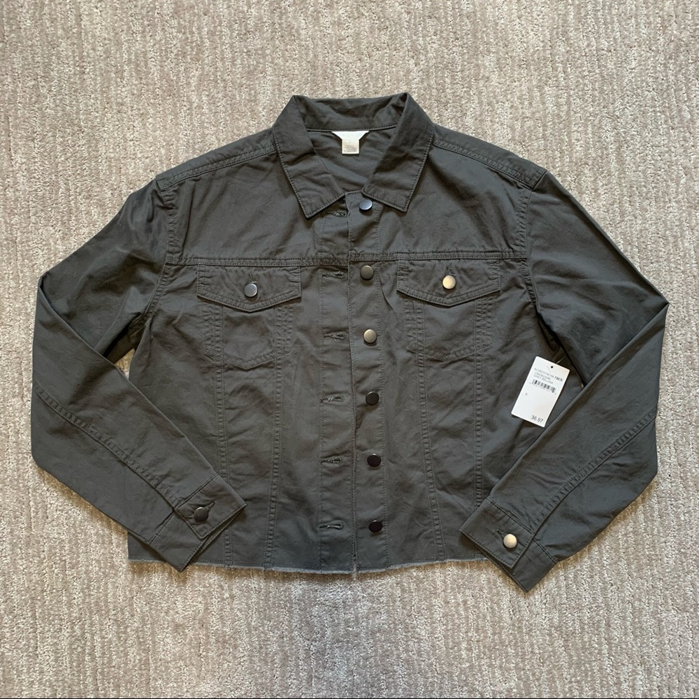 Caslon Dark Gray Cropped Utility Jacket